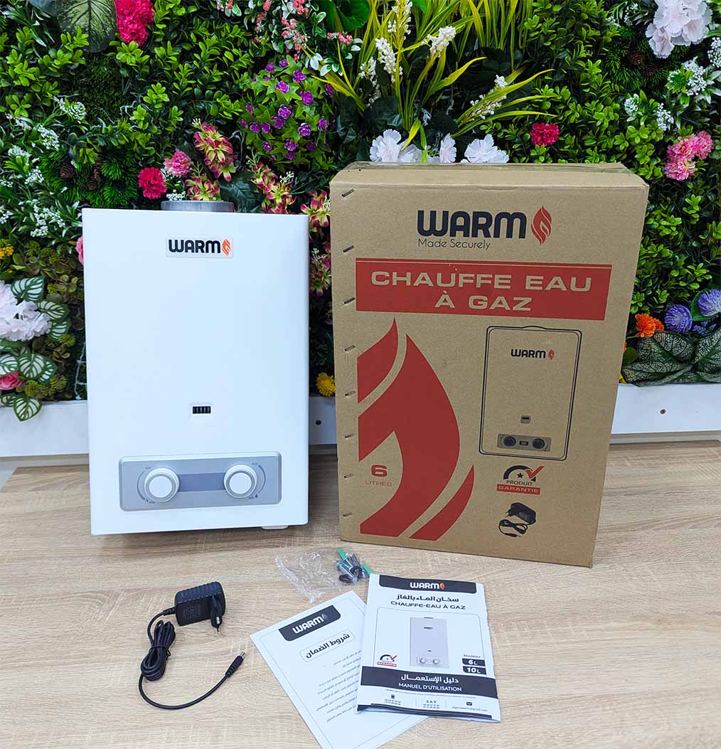 CHAUFFE EAU A GAZ WARM 6Litres سخان الماء بالغاز للإستخدام اليومي في المنزل و الحمامات