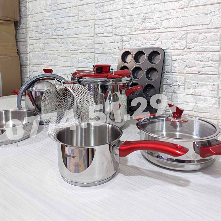 Serie cocotte 10 Pcs 5/7Litre Hascevher INOX 18/10 باك كوكوطة 10 قطع 5 + 7 لتر من العلامةالتركية الأصلية + هدية مجانية