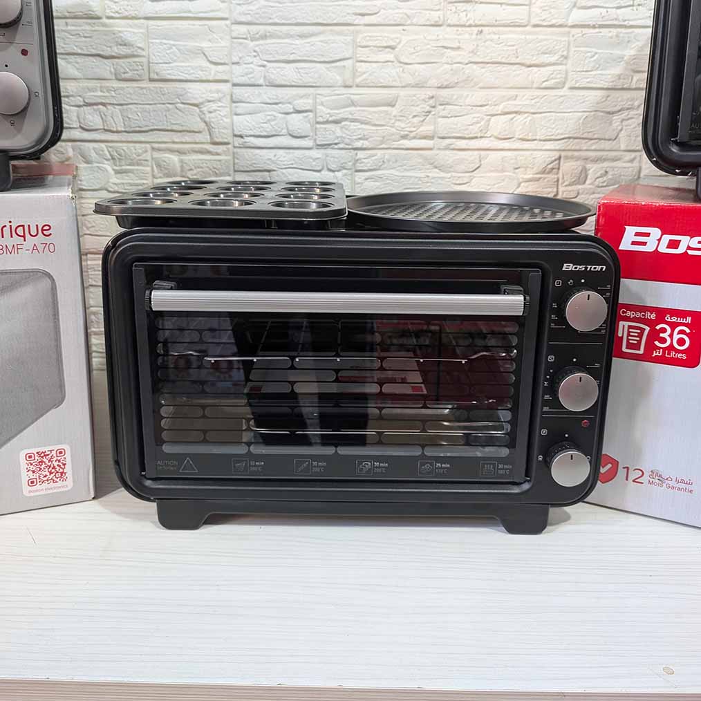 FOUR ELECTRIQUE BOSTON 36L 1420W فرن كهربائي من العلامة بوسطن 36 لتر و بقوة 1420 واط + 2 هدايا باطل و ضمان متوفر