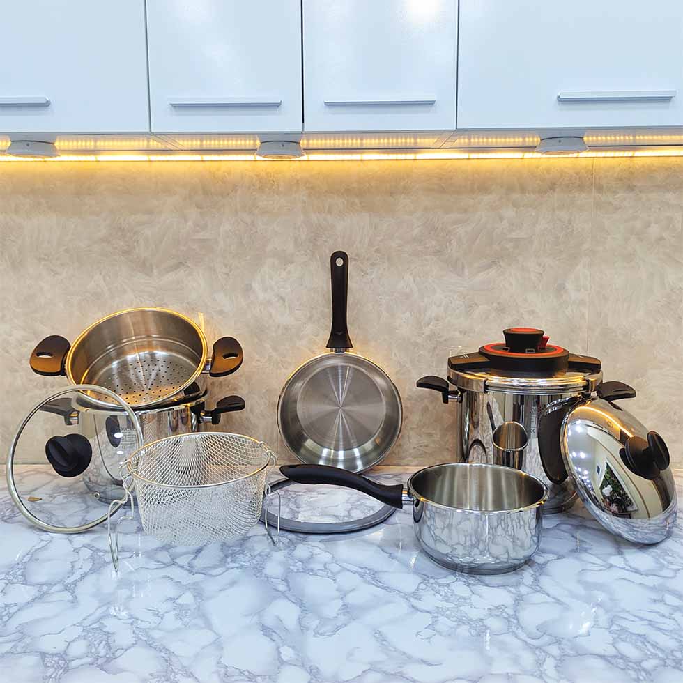Cocotte BONERA 🇹🇷 10 PCS Inox 18/10 كوكوطة الأصلية التركية بونيرا من الإينوكس مجموعة 10 قطع