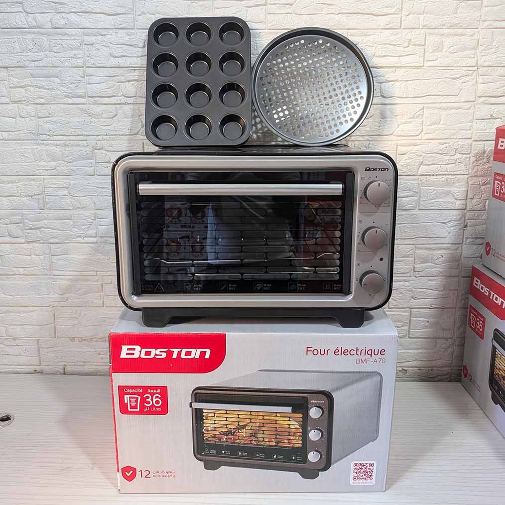 FOUR ELECTRIQUE BOSTON 36L 1420W فرن كهربائي من العلامة بوسطن 36 لتر و بقوة 1420 واط + 2 هدايا باطل و ضمان متوفر