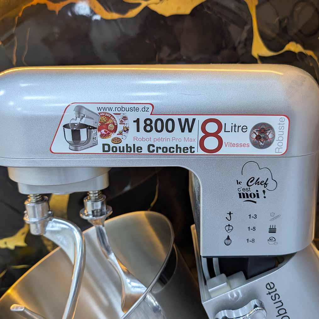 Pétrin ROBUSTE PRO MAX Double Crochet 8L - 1800W - 4kg عجانة متعددة الوظائف أداء و جودة و تصميم