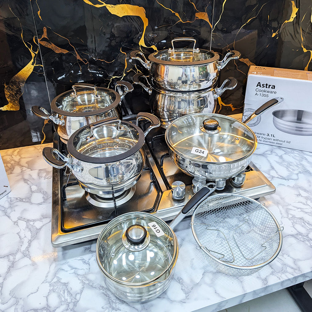 SERIE MARMITE 12 PCS 18/10 INOX 100% ALIMENTAIRE من أجود أنواع الإنوكس 18/10 🔥