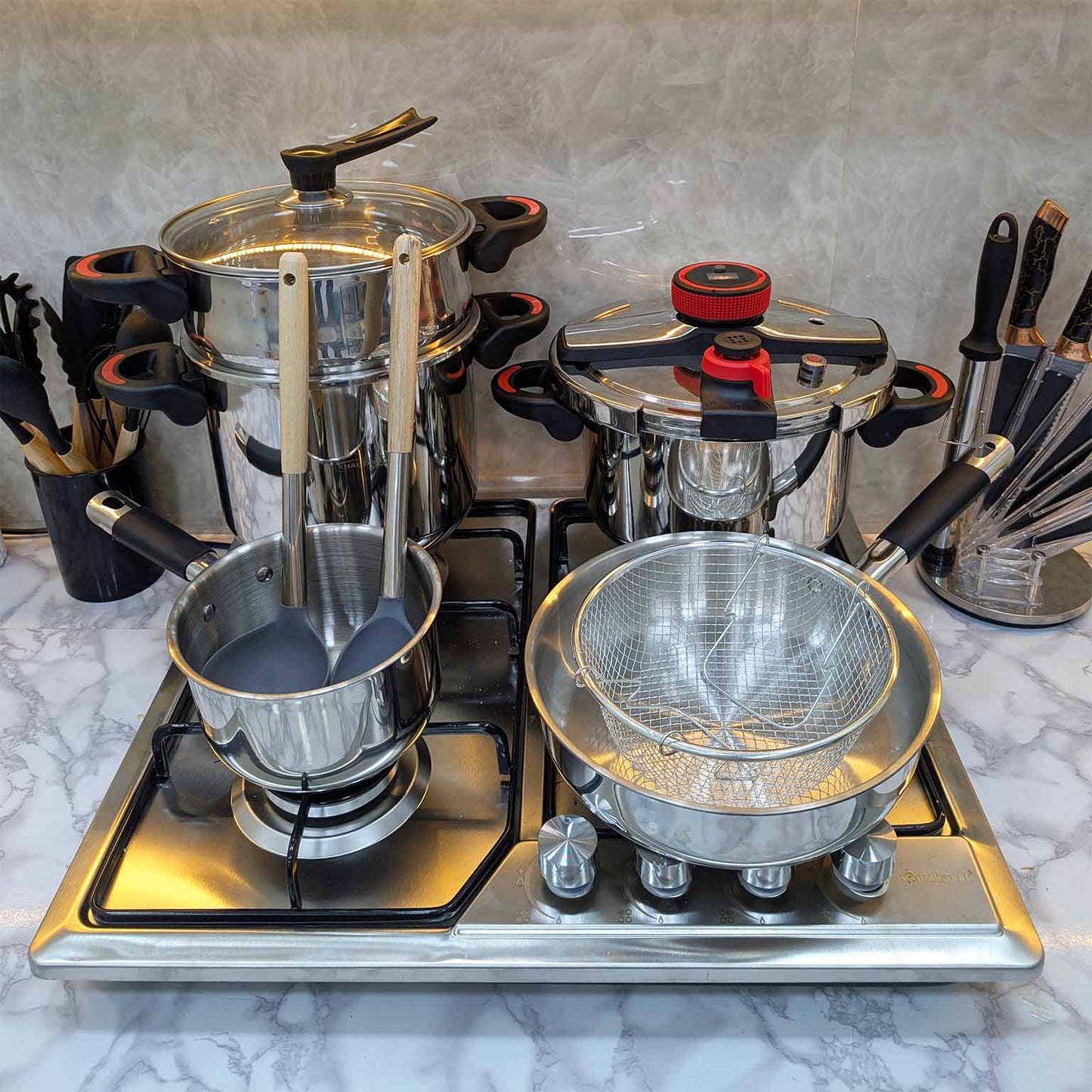 (FH1) PACK COCOTTE MINUTE 10 PCS 100% INOX 18/10 جودة فخمة و قوة لمطبخك 🔥