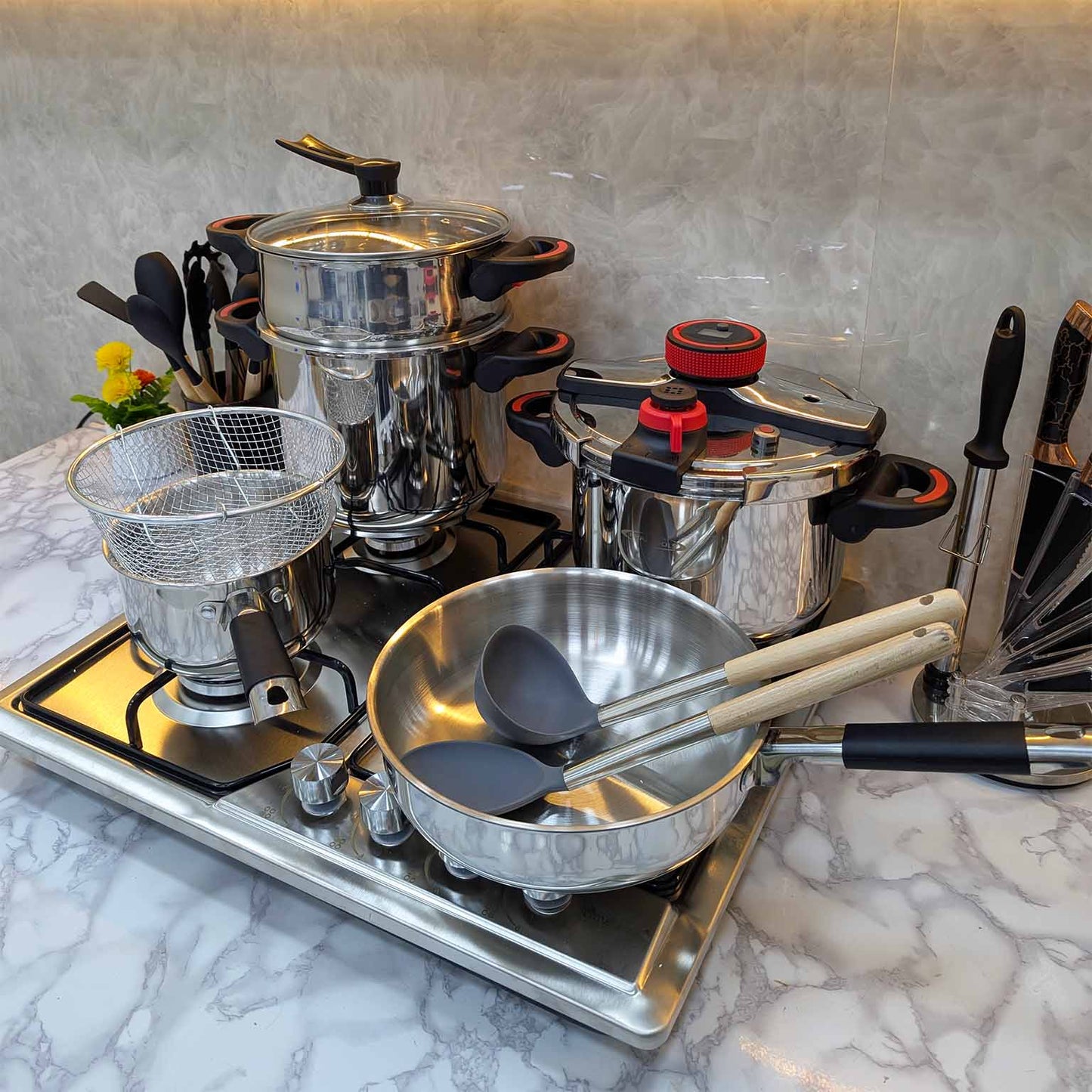 (FH1) PACK COCOTTE MINUTE 10 PCS 100% INOX 18/10 جودة فخمة و قوة لمطبخك 🔥