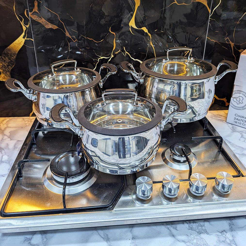 SERIE MARMITE 12 PCS 18/10 INOX 100% ALIMENTAIRE من أجود أنواع الإنوكس 18/10 🔥