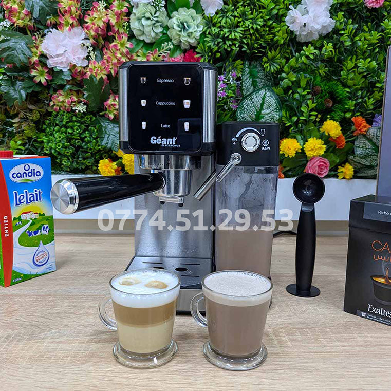 ماكنة الإسبرسو المنزلية ☕️ 7 في 1 بقوة 1350 واط مع عصا تبخير للحليب Machine à café Espresso Géant
