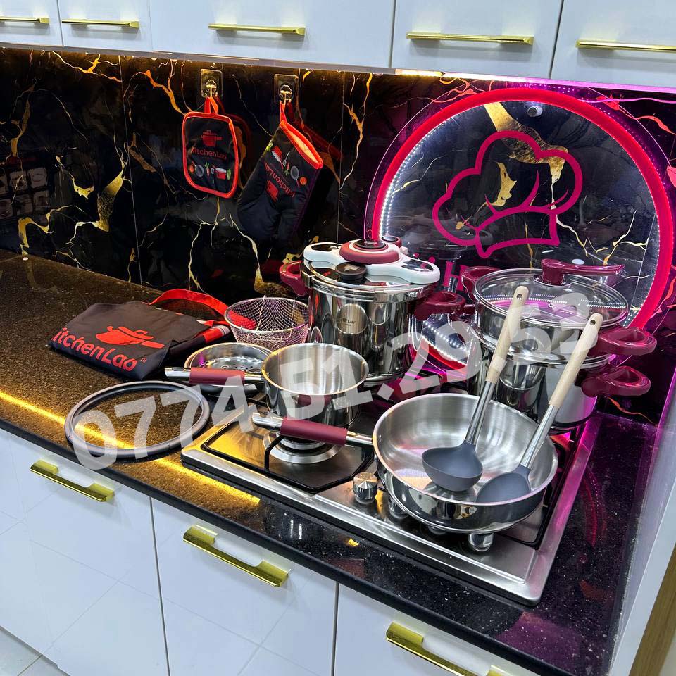 (R) PACK COCOTTE MINUTE 16 PCS KITCHEN LAB 100% INOX 18/10  (116) طقم المطبخ الفخم 16 قطعة من الأنوكس