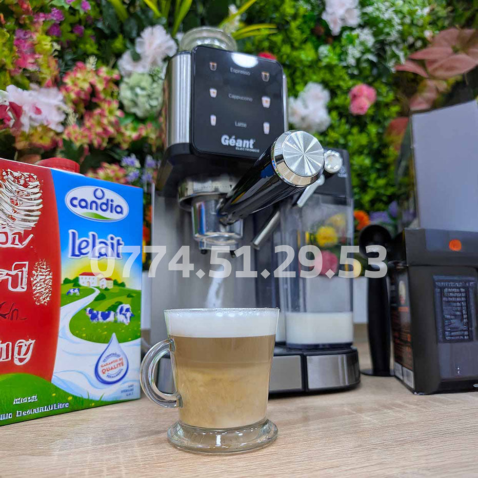 ماكنة الإسبرسو المنزلية ☕️ 7 في 1 بقوة 1350 واط مع عصا تبخير للحليب Machine à café Espresso Géant