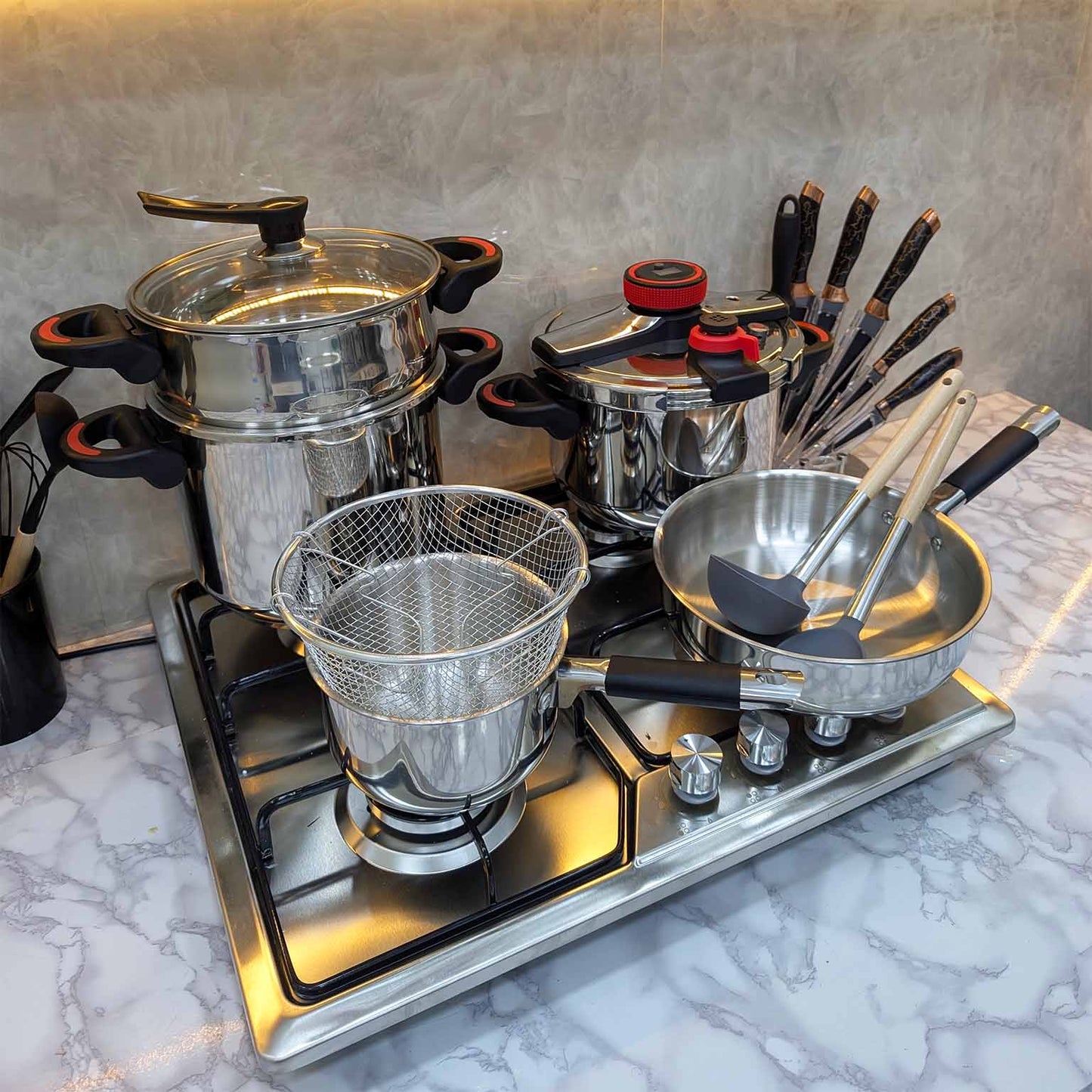 (FH1) PACK COCOTTE MINUTE 10 PCS 100% INOX 18/10 جودة فخمة و قوة لمطبخك 🔥