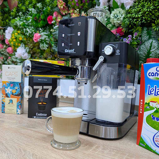 ماكنة الإسبرسو المنزلية ☕️ 7 في 1 بقوة 1350 واط مع عصا تبخير للحليب Machine à café Espresso Géant