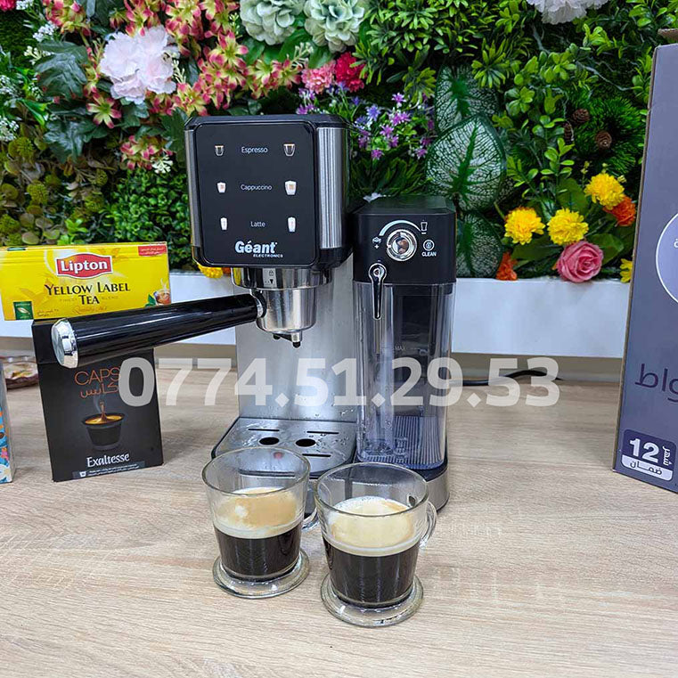 ماكنة الإسبرسو المنزلية ☕️ 7 في 1 بقوة 1350 واط مع عصا تبخير للحليب Machine à café Espresso Géant