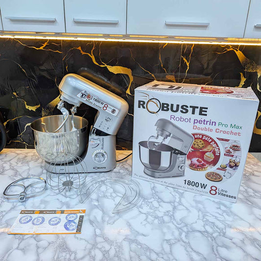 Pétrin ROBUSTE PRO MAX Double Crochet 8L - 1800W - 4kg عجانة متعددة الوظائف أداء و جودة و تصميم
