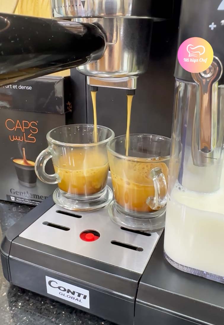 ماكنة الإسبرسو المنزلية ☕️ 7 في 1 بقوة 1350 واط مع عصا تبخير للحليب Machine à café Espresso Conti Global