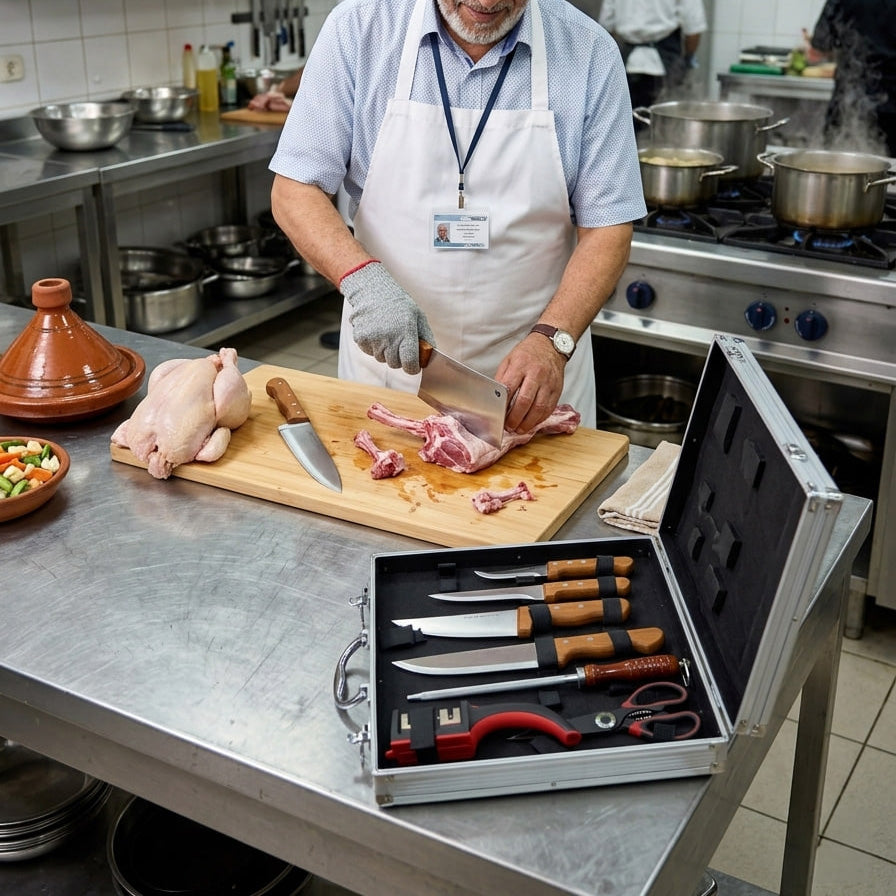 (R) PACK AID 10 PIECES + 2 CADEAUX (107) عرض عيد الأضحى حقيبة سكاكين 10 قطع + 2 هدايا مجانية