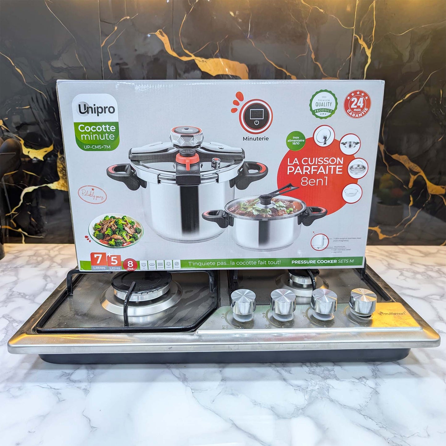 SERIE COCOTTE MINUTE UNIPRO 8 PCS 18/10 INOX 100% ALIMENTAIRE جودة فخمة و أداء قوي لمطبخك 🔥