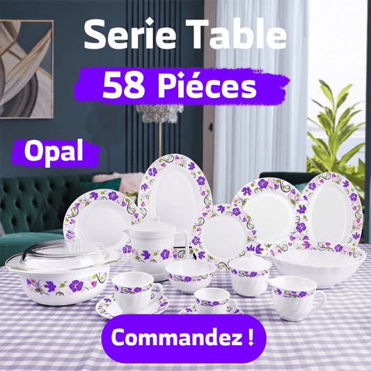 PACK SERIE TABLE 58 PCS طقم أواني 58 قطعة من الزجاج أوبال للعشاء و القهوة