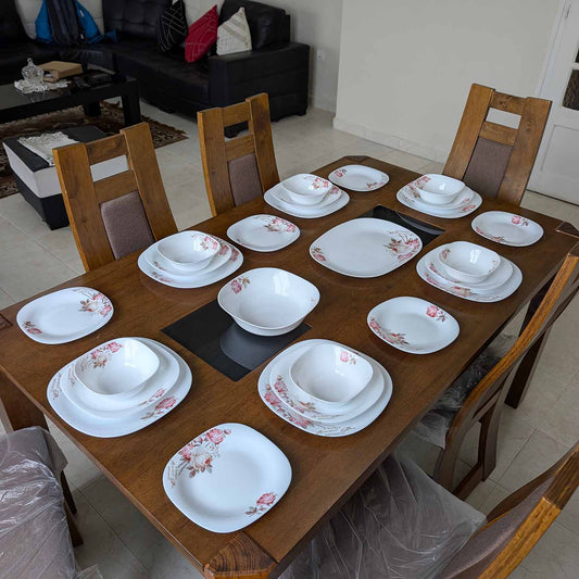 PACK SERIE TABLE 26 PCS طقم أواني 26 قطعة من الزجاج أوبال للعشاء و الأفراح و المناسبات