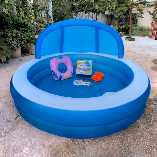 PISCINE BESTWAY FAMILLIALE PARASOL مسبح حجم كبير عائلي + 3 هدايا مجانية